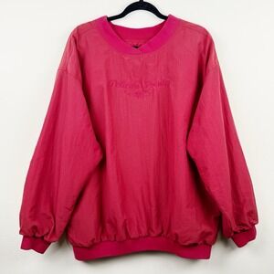 Vintage Pelican Pointe Nylon Pullover Windbreaker Sweatshirt USA Made Size L Red